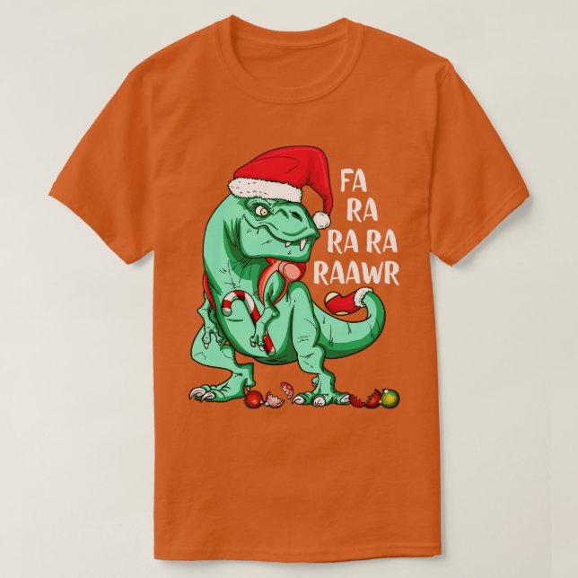 Camiseta Funny Holiday T Rex En Santa Hat Fa Ra Rawr Christ (Diseño del anverso)