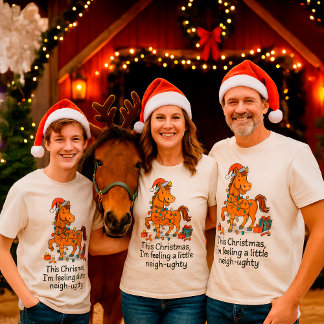 Camiseta Funny Horse Christmas Farm – Custom Name