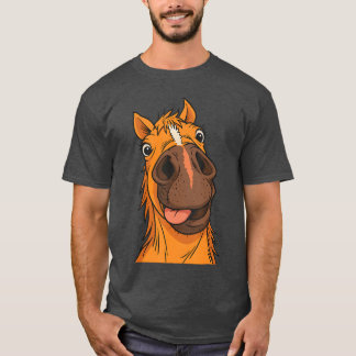 Camiseta Funny Horse Faceongue Out Cartoon Animal Humor Equ
