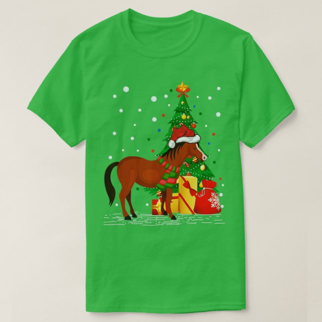Camiseta Funny Horse Lover Gift Santa Hat Horse Navidades T (Diseño del anverso)