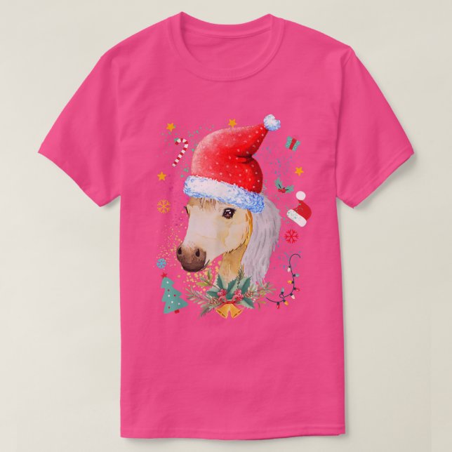 Camiseta Funny Horse Lover Santa Hat Baby cute Horse Christ (Diseño del anverso)