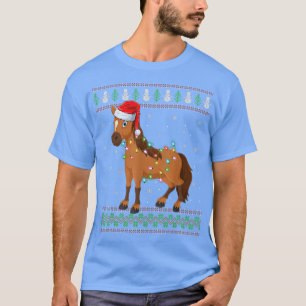 Camiseta Funny Horse Lover Xmas ilumina caballo feo de Sant