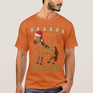 Camiseta Funny Horse Lover Xmas ilumina caballo feo de Sant