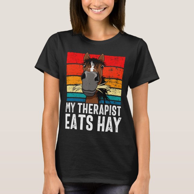 Camiseta Funny Horse My Therast Eats Hay Tee Hor  (Anverso)
