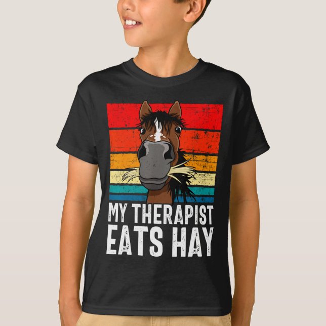 Camiseta Funny Horse My Therast Eats Hay Tee Hor  (Anverso)