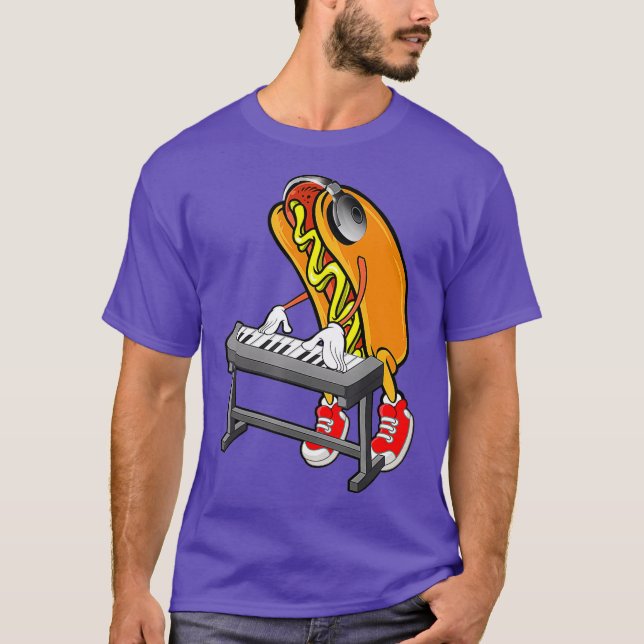 Camiseta Funny Hot Dog Keyboard Player (Anverso)