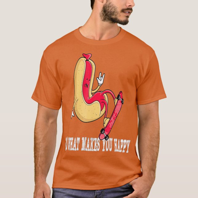 Camiseta Funny Hot Dog Skateboarding Skateboarder (Anverso)