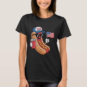 Camiseta Funny Hotdog Patriótico Bandera Estadounidense 4 D