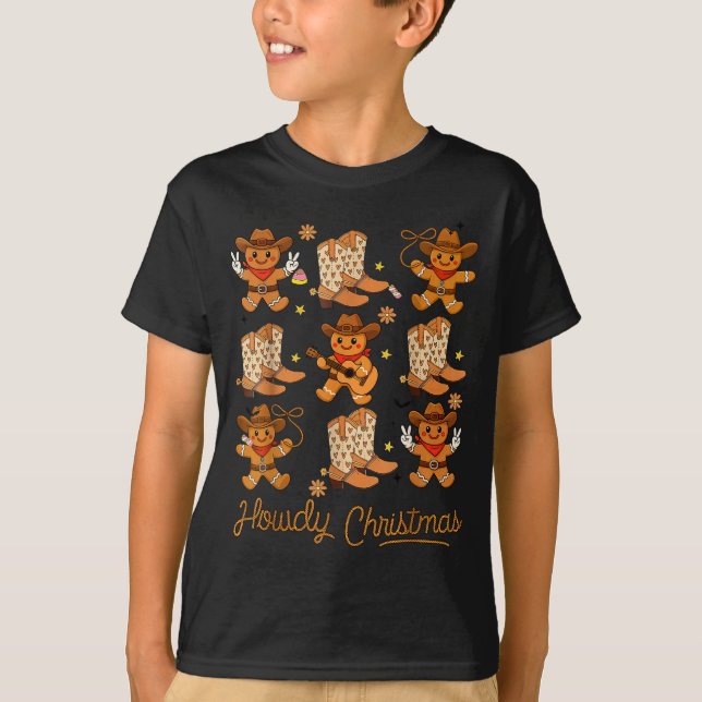Camiseta Funny Howdy Christmas Gingerbread Cowboy Rodeo Wes (Anverso)