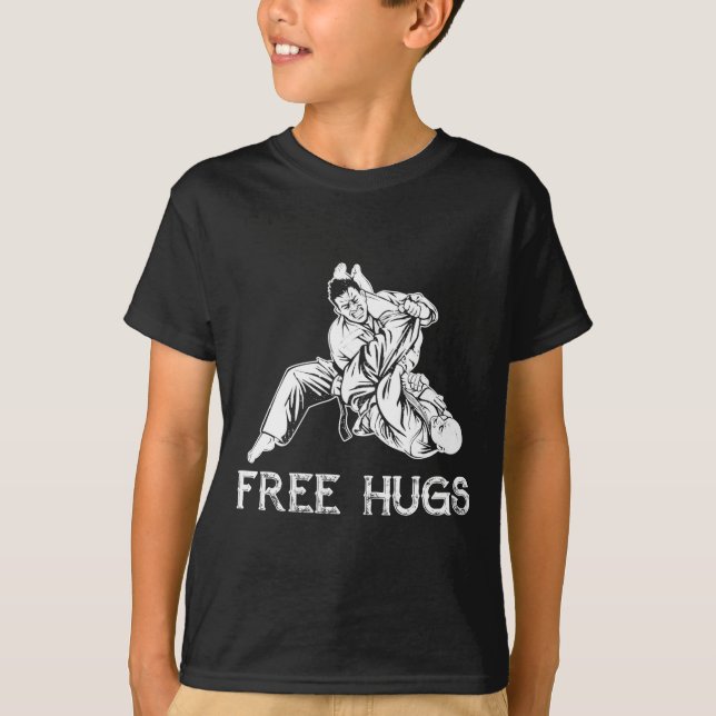 Camiseta Funny Hugs Brazilian Jiu Jitsu Mma Bjj  (Anverso)