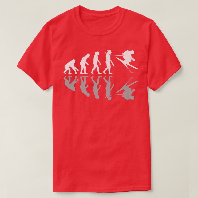 Camiseta Funny Human Evolution Skiing Humor Ski Snowboard W (Diseño del anverso)
