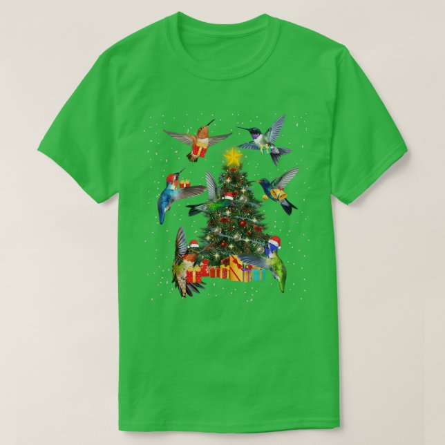 Camiseta Funny Hummingbird Christmas Tree Hummingbird Lover (Diseño del anverso)