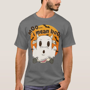 Camiseta Funny Humorous Moo I Mean Boo Cow Ghost Halloween