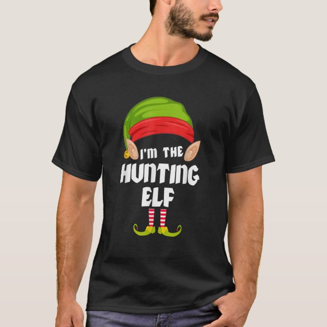 Camiseta Funny Hunting Elf Matching Family Group PJ Christm (Anverso)