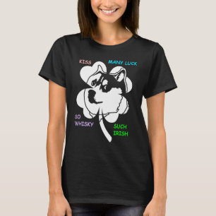 Camiseta Funny Husky Patricks Day Shamrock Irish Lucky Dog