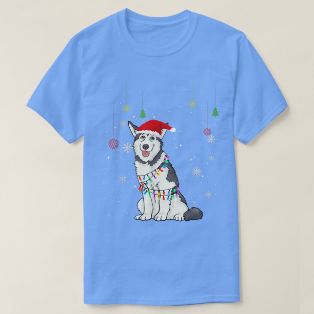 Camiseta Funny Husky Perro Santa Hat Navidades siberiano (Diseño del anverso)