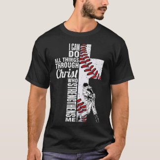 Camiseta Funny I Can Do All Things Baseball Catcher Pitcher