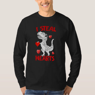 Camiseta Funny I Steal Hearts Cute Valentine's Day Dino Lov