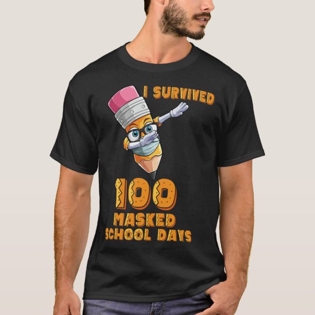 Camiseta Funny I Survived 100 Masked School Days Cool Dabbi (Anverso)
