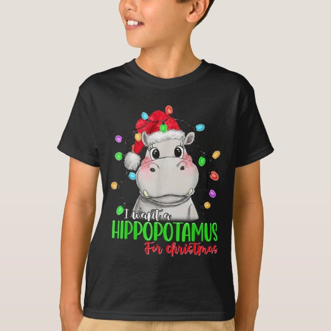 Camiseta Funny I Want A Hiptamus For Christmas Xmas Hip Lov (Anverso)