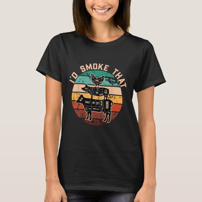 Camiseta Funny Id Fumar Ese Gracioso Parrillaje Retro De Ba (Anverso)