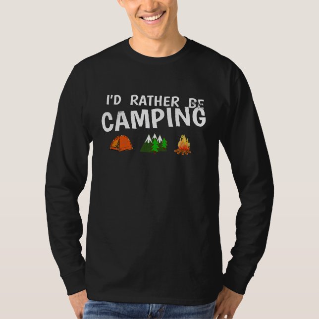 Camiseta Funny Id Prefiere Estar Camping (Anverso)