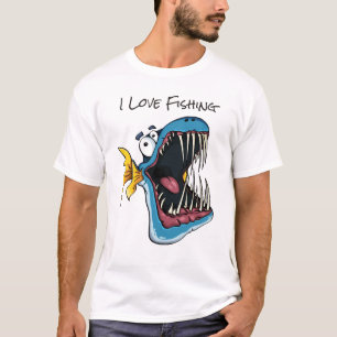 Camiseta Funny Ilustracion de pesca de peces Blue Piranha