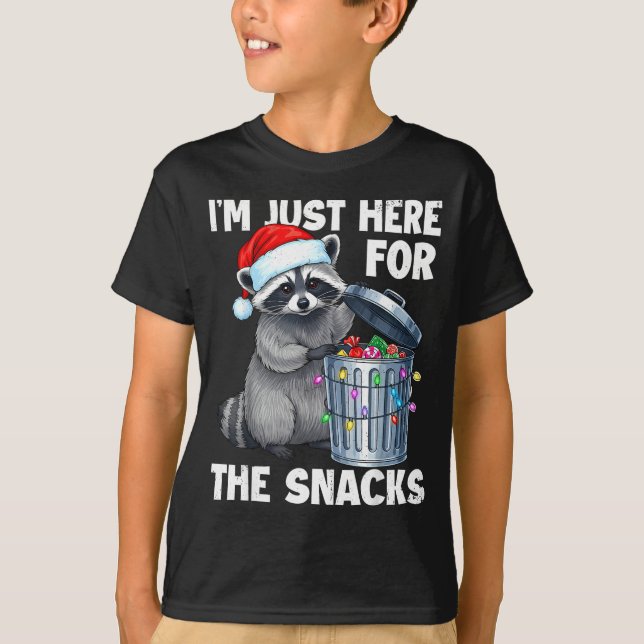 Camiseta Funny I'm Just Here For The Snacks Raccoon Christm (Anverso)