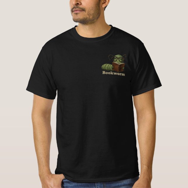 Camiseta Funny Inchworm Reading Shirt – Bookworm (Anverso)