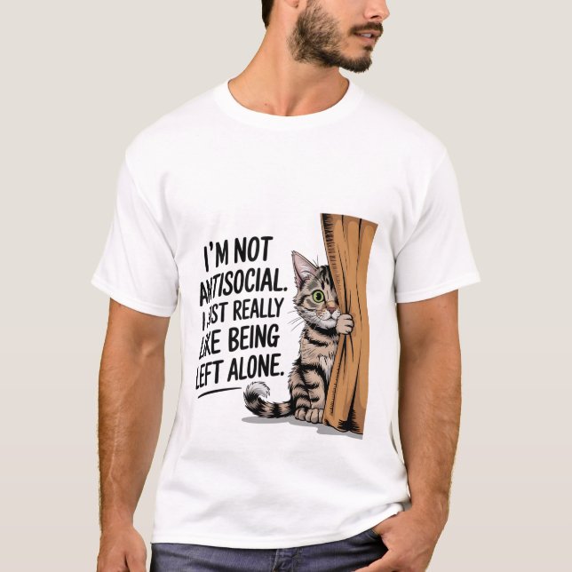 Camiseta Funny Introvert Cat "Leave Me Alone" Sassy🐈🚪 (Anverso)