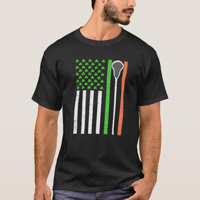Camiseta Funny Irish American Flag Lacrosse St. Patrick's D (Anverso)