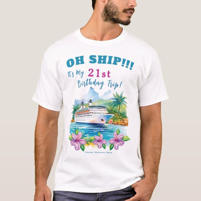 Camiseta Funny Island Cruise Ship 21º cumpleaños (Anverso)