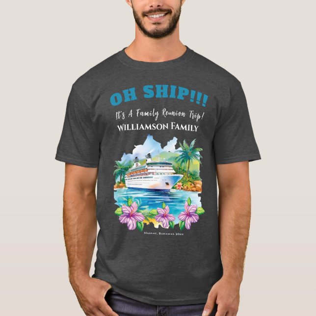 Camiseta Funny Island Cruise Ship Family Reunion (Anverso)