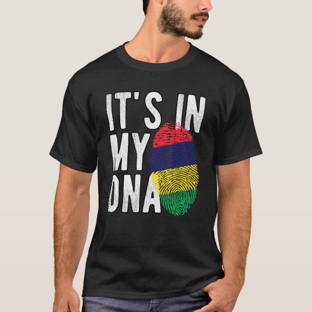 Camiseta Funny it's in my DNA Mauritius flag Fingerprint (Anverso)