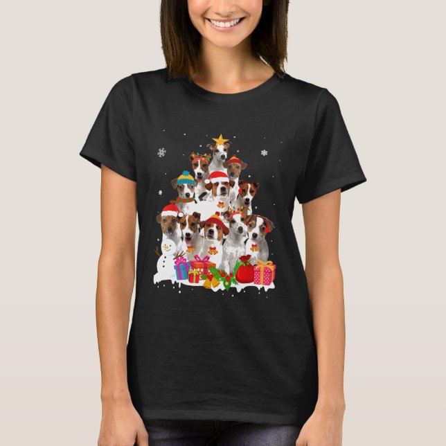 Camiseta Funny Jack Russell Terrier Mascota de árbol de Nav (Anverso)