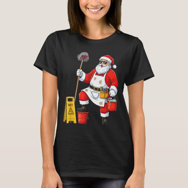 Camiseta Funny Janitor Santa Christmas Graphic Cleaner Clea (Anverso)