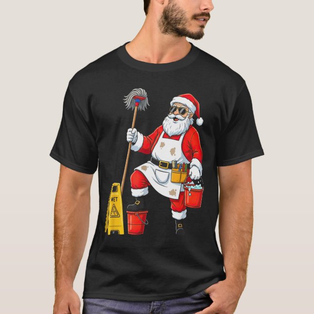 Camiseta Funny Janitor Santa Christmas Graphic Cleaner Clea (Anverso)