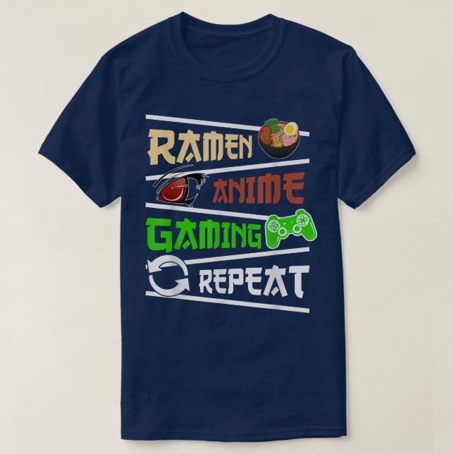 Camiseta Funny Japanese Manga Anime Gaming Anime Ramen Game (Diseño del anverso)