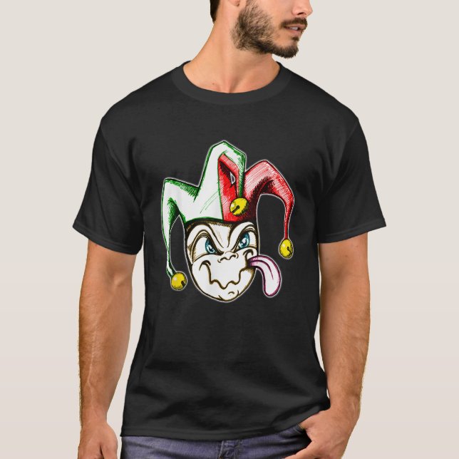 Camiseta Funny Jester Clown Gorra con Bells Fool Joker Medi (Anverso)