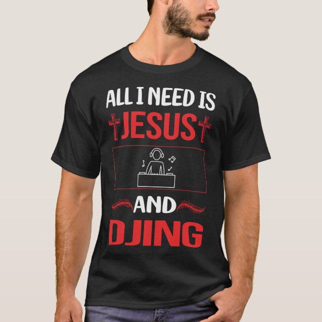 Camiseta Funny Jesus Djing DJ Disk Jockey Deejay (Anverso)