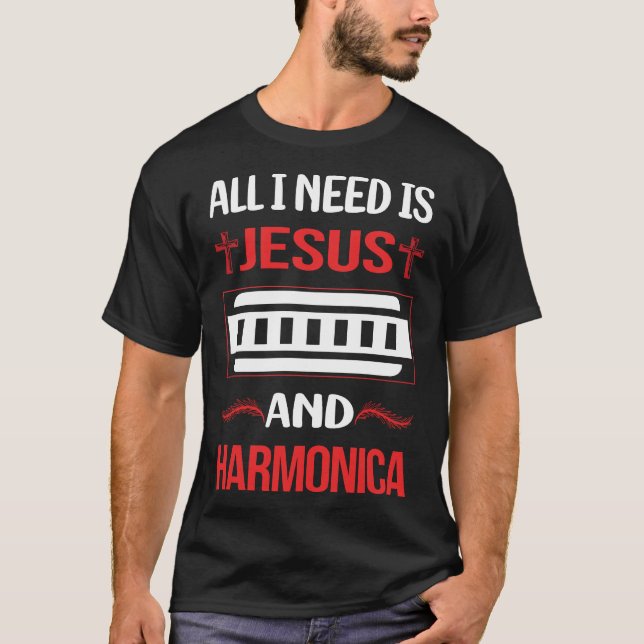 Camiseta Funny Jesus Harmonica Mouth Organ (Anverso)