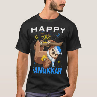 Camiseta Funny Jewish Sloth Menorah Happy Hanukkah Merry C