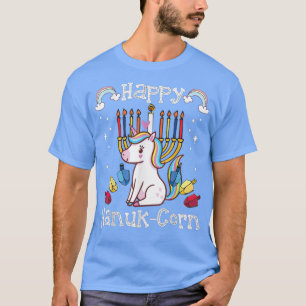 Camiseta Funny Jewish Unicorn Menorah Hanukkah