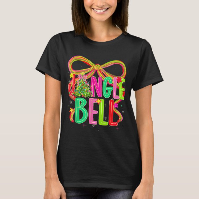 Camiseta Funny Jingle Bells Coquette Bow Merry Christmas Gi (Anverso)