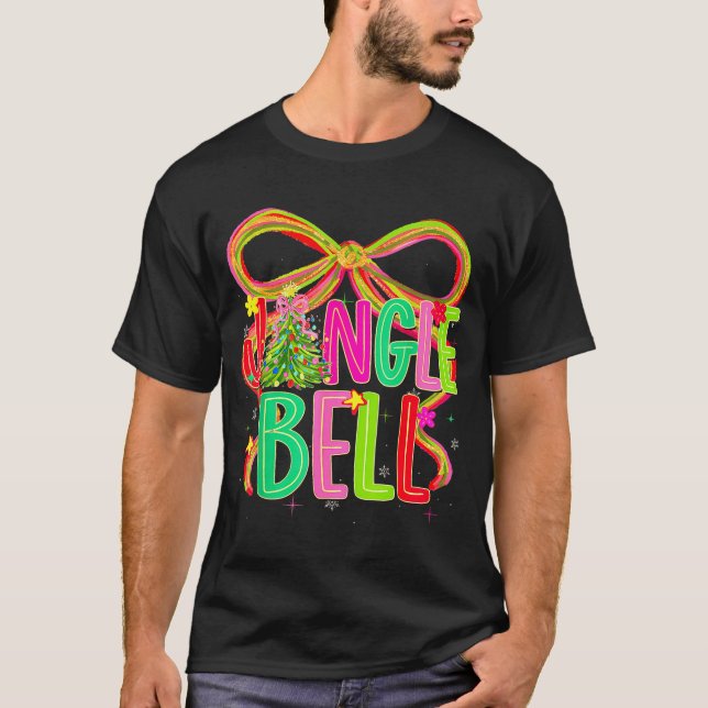 Camiseta Funny Jingle Bells Coquette Bow Merry Christmas Gi (Anverso)