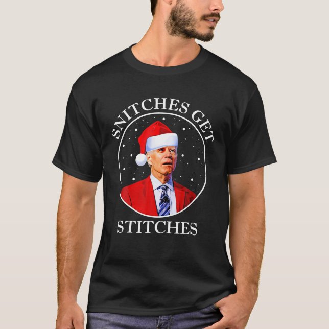 Camiseta Funny-Joe Biden-Snitches-Get-Stitches-Santa Hat Ch (Anverso)