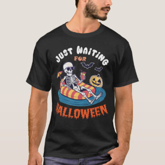 Camiseta Funny Just Waiting For Halloween Skeleton Spooky