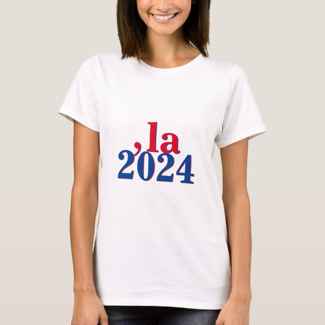 Camiseta Funny Kamala Harris Comma La 2024 (Anverso)