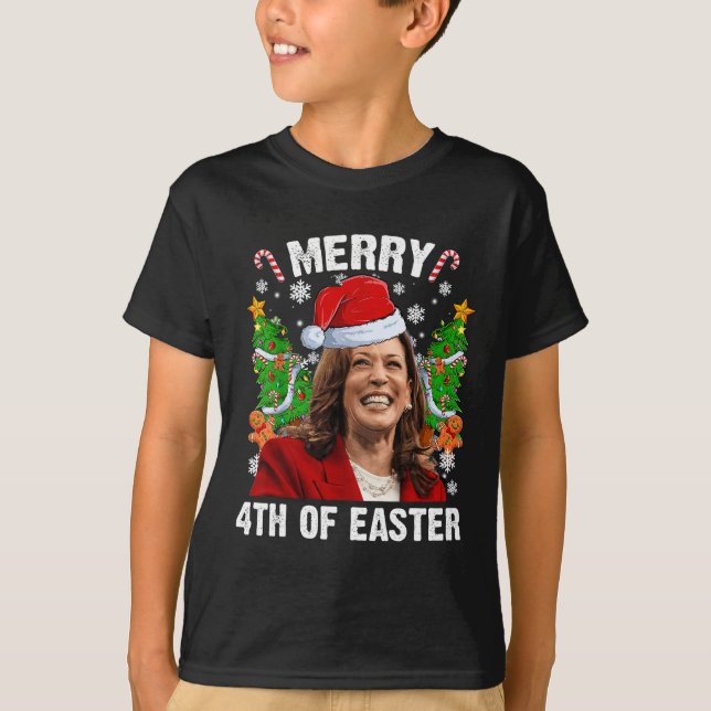 Camiseta Funny Kamala Harris Navidades Santa Hat Merry 4 (Anverso)