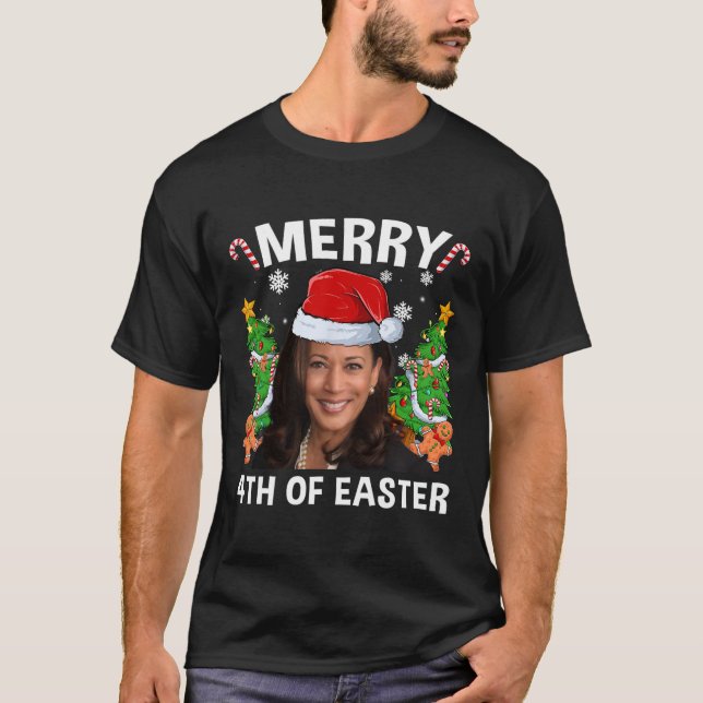 Camiseta Funny Kamala Harris Navidades Santa Hat Merry 4 (Anverso)
